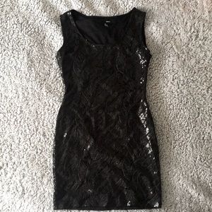Black AQUA sequin fitted dress